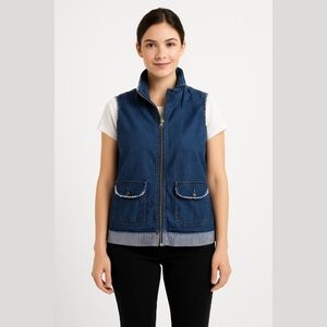 Vintage Alia Petites Denim Stripe Cotton Vest